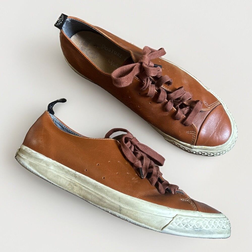 $160 PF Flyers x Todd Snyder Rambler Lo Brown Leather Dress Sneakers Size 10